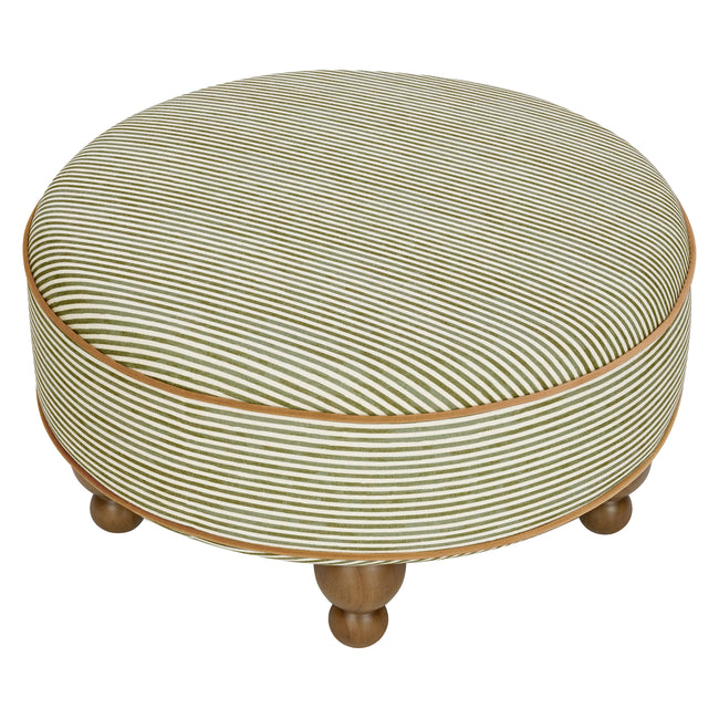 M33385OSCTF,Babyletto,Nate Berkus x Babyletto Astre Ottoman in Perf Olive Stripe Eco-Crossweave w/Toffee feet