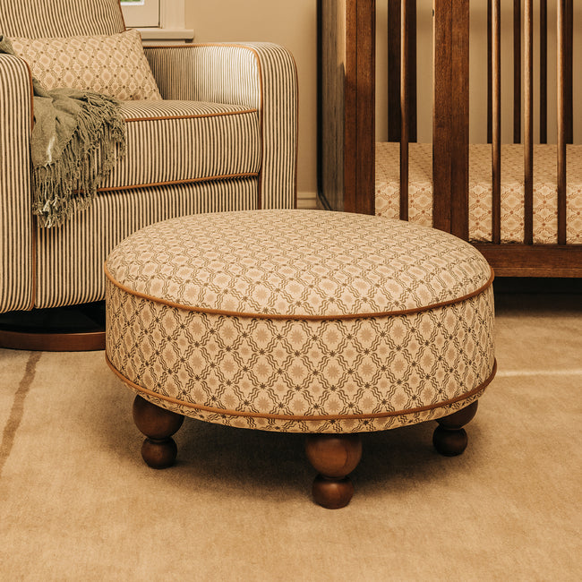 M33385OSRCTF,Babyletto,Nate Berkus x Babyletto Astre Ottoman in Perf Olive Star Eco-Crossweave w/Toffee feet