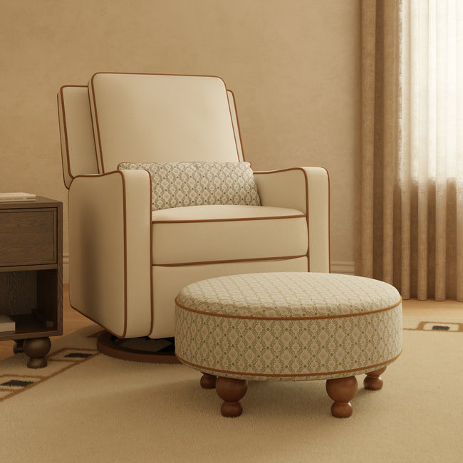 M33385OSRCTF,Babyletto,Nate Berkus x Babyletto Astre Ottoman in Perf Olive Star Eco-Crossweave w/Toffee feet
