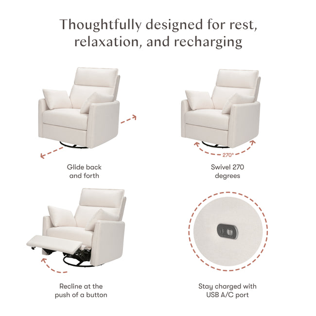 M33988PCMEW,Babyletto,Nori Glider Recliner w/ Electronic Control and USB in Performance Cream Eco-Weave
