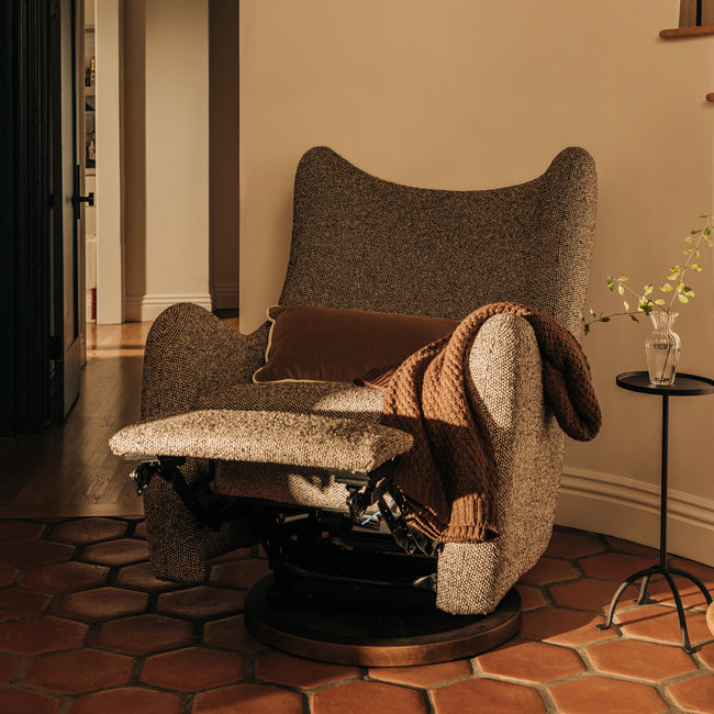 M34288ESWTB,Babyletto,Nate Berkus x Babyletto Westham Power Recliner in Performance Earth Slub Weave w/Toffee Base