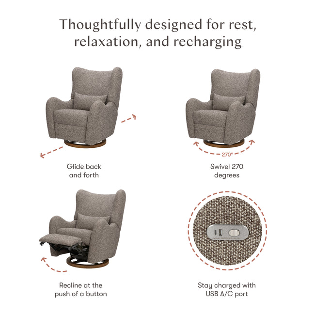 M34288ESWTB,Babyletto,Nate Berkus x Babyletto Westham Power Recliner in Performance Earth Slub Weave w/Toffee Base