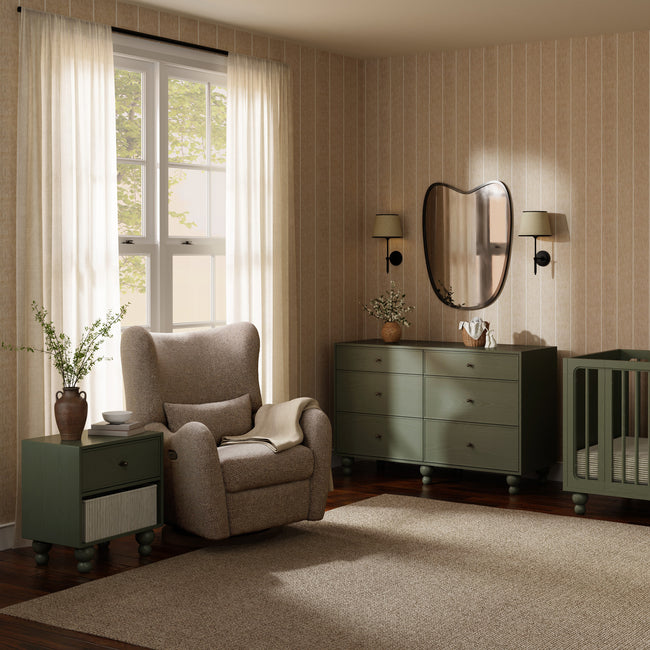 M34288ESWTB,Babyletto,Nate Berkus x Babyletto Westham Power Recliner in Performance Earth Slub Weave w/Toffee Base