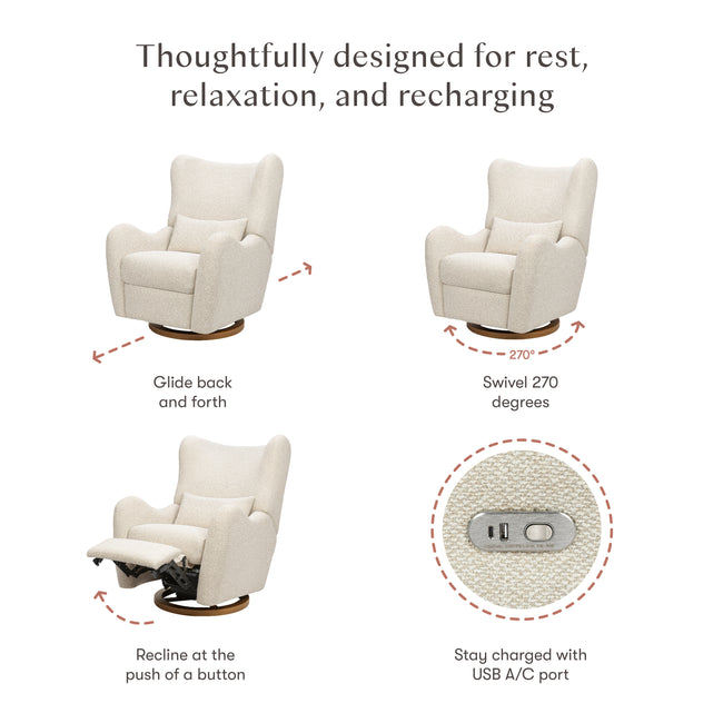 M34288PSWTB,Babyletto,Nate Berkus x Babyletto Westham Power Recliner in Performance Powder Slub Weave w/Toffee Base