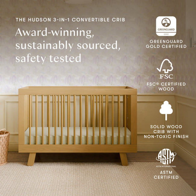 M4201HY,Babyletto,Hudson 3-in-1 Convertible Crib w/Toddler Bed Conversion Kit in Honey Finish