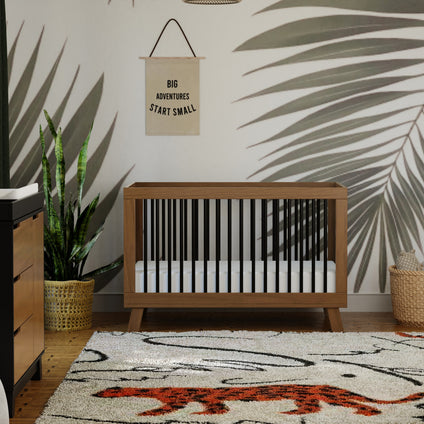 M4201NLB,Babyletto,Hudson 3-in-1 Convertible Crib w/ToddlerBedConversion Kit in Natural Walnut/Black