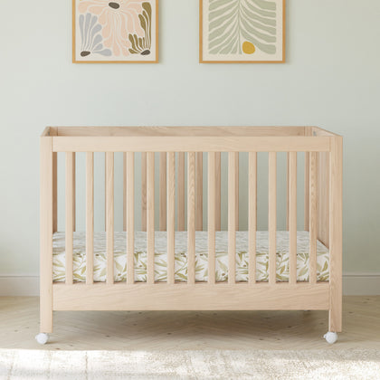 M6601NX,Babyletto,Maki Full-Size Folding Crib w/Toddler Bed Conversion Kit in Washed Natural
