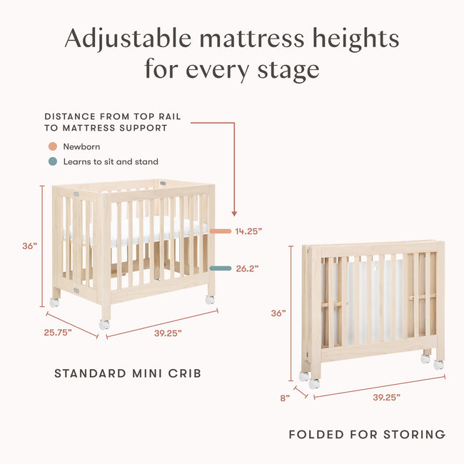 M6698NX,Babyletto,Origami Mini Crib in Washed Natural