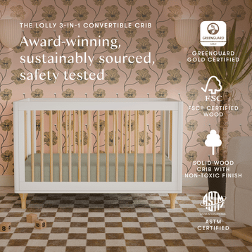 M9001WN,Babyletto,Lolly 3-in-1 Convertible Crib w/Toddler Bed Conversion Kit in White/Natural