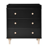 M9023BNX,Babyletto,Lolly 3-Drawer Changer Dresser w/Removable Changing Tray in Black/Washed Natural