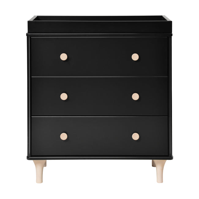 M9023BNX,Babyletto,Lolly 3-Drawer Changer Dresser w/Removable Changing Tray in Black/Washed Natural