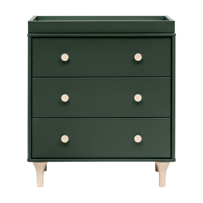 M9023FRGRNX,Babyletto,Lolly 3-Drawer Changer Dresser w/Removable Tray  Forest Green/Washed Natural