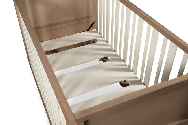 NW15001AY,Nursery Works,Novella Crib w/Toddler Bed Conversion Kit in Stained Ash/Ivory