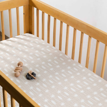 T27035,Babyletto,Beach Bum Muslin Crib Sheet in GOTS Certified Organic Cotton