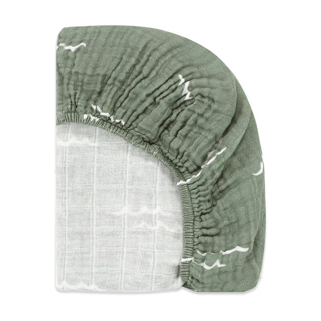 T27134,Babyletto,Ocean Waves Muslin All-Stages Bassinet Sheet in GOTS Certified Organic Cotton