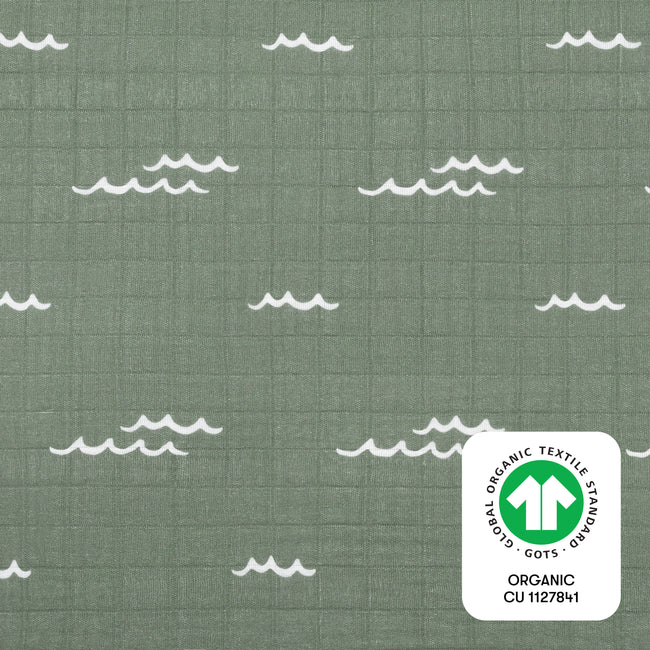 T27135,Babyletto,Ocean Waves Muslin Crib Sheet in GOTS Certified Organic Cotton