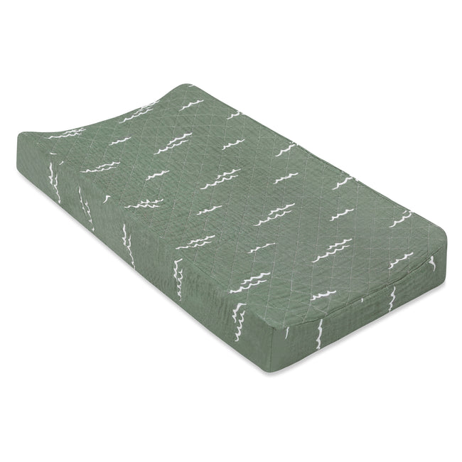 T27137,Babyletto,Ocean Waves Quilted Muslin Changing Pad Cover in GOTS Certified Organic Cotton