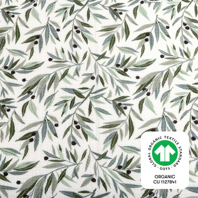 T28238,Babyletto,Olive Branches Muslin Swaddle in GOTS Certified Organic Cotton