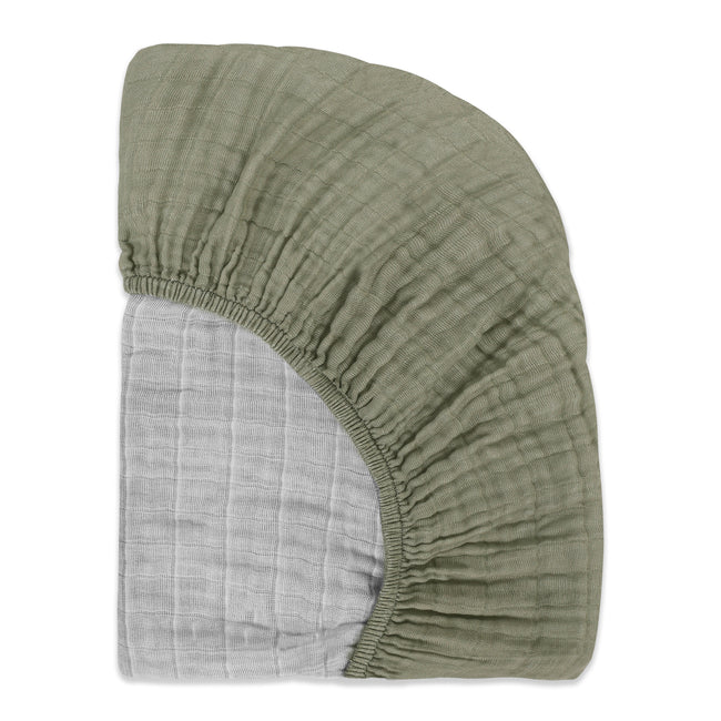 T29733MCA,Babyletto,Matcha Muslin All-Stages Midi Crib Sheet in GOTS Certified Organic Cotton