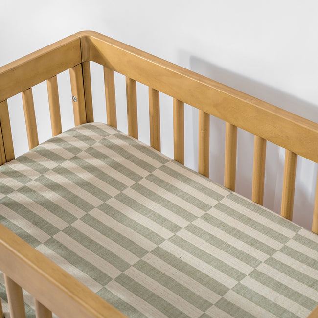 T30534,Babyletto,Moss Stripe Muslin All-Stages Bassinet Sheet in GOTS Certified Organic Cotton