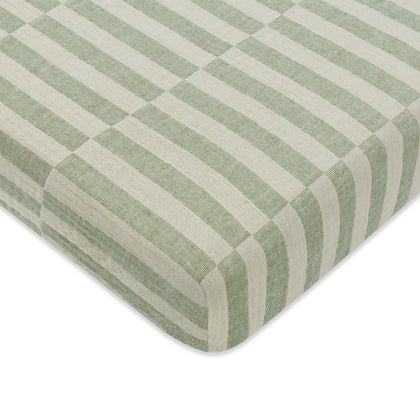 T30536,Babyletto,Moss Stripe Muslin Mini Crib Sheet in GOTS Certified Organic Cotton