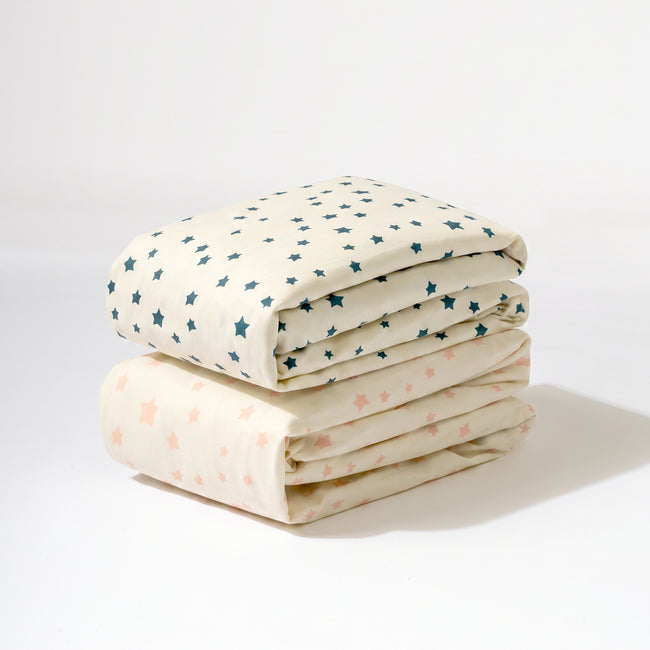 T31035IDS,Babyletto,Doodle Stars Organic Brushed Cotton Crib Sheet in Ivory with Dusty Rose Stars