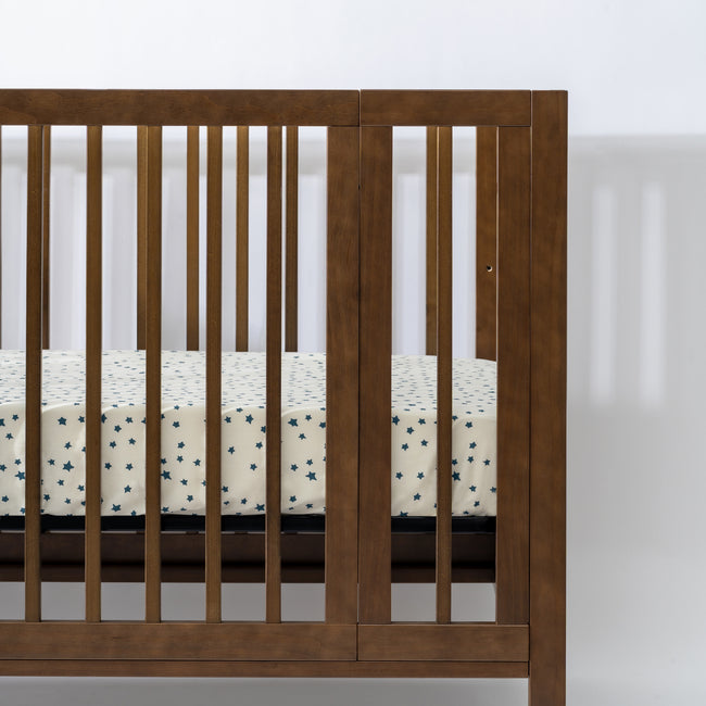 T31035IVS,Babyletto,Doodle Stars Organic Brushed Cotton Crib Sheet in Ivory with Navy Stars