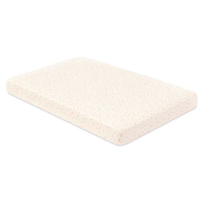 T31036IDS,Babyletto,Doodle Stars Organic Brushed Cotton Mini CribSheet in Ivory with Dusty Rose Stars