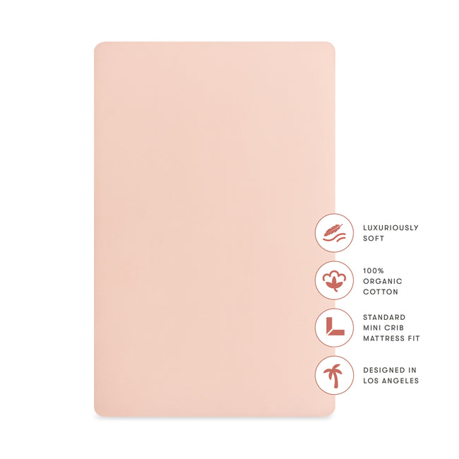T32636DR,Babyletto,Organic Brushed Cotton Mini Crib Sheet in Dusty Rose