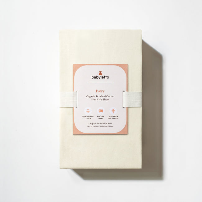 T32636I,Babyletto,Organic Brushed Cotton Mini Crib Sheet in Ivory