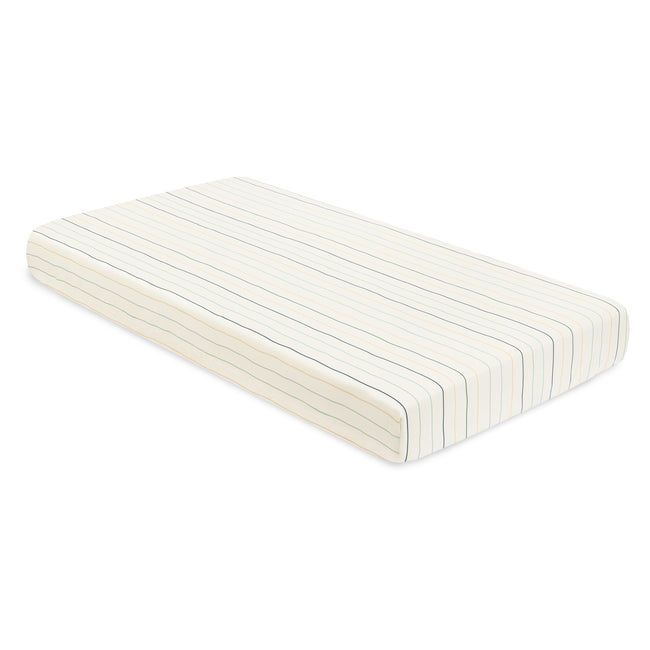 T33635ICS,Babyletto,Wonky Stripe Organic Brushed Cotton Crib Sheet in Ivory with Cool Multi-Color Stripes