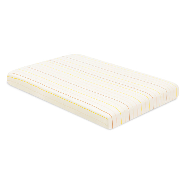 T33636IWS,Babyletto,Wonky Stripe Organic Brushed Cotton Mini CribSheet in Ivory with Warm Multi-Color Stripes
