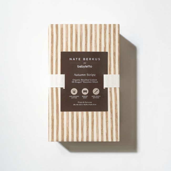 T34334AS,Babyletto,Nate Berkus x Babyletto All-Stages® Bassinet Sheet in Autumn Stripe