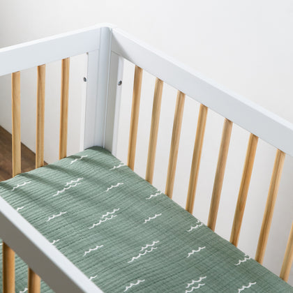 Mini Crib Sheet in GOTS Certified Organic Muslin Cotton