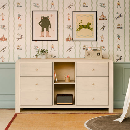 TipToe 6-Drawer Extra Wide Assembled Dresser with Cubbies (62")
