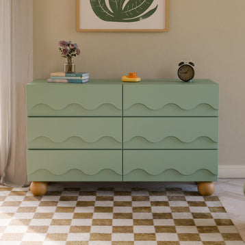 Lido Wave 6-Drawer Wide Assembled Dresser (56